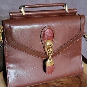 Vintage Gold Coast Faux Leather Satchel with Gold Accents EXCELLENT Condition